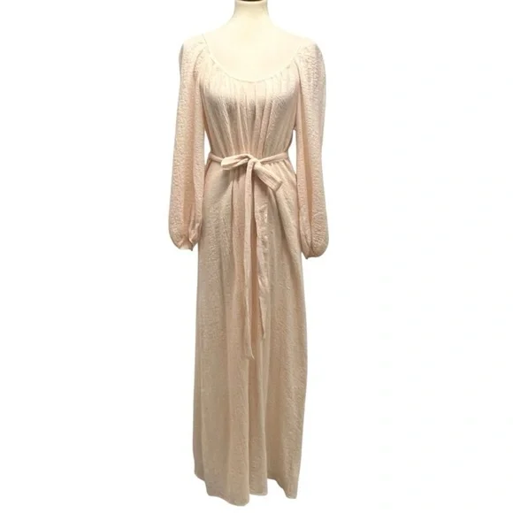 Reformation NWT Milana Blush Crepe Cotton Scoop Neck Long Sleeve Maxi Dress 8 - Picture 8 of 16